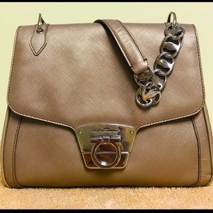Salvatore Ferragamo Metallic Tan Bag